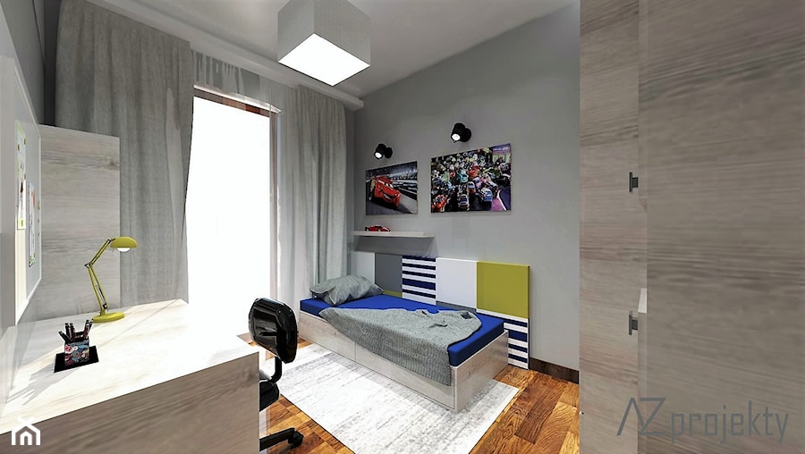 Apartament Mokotów - Średni szary pokój dziecka dla nastolatka dla chłopca dla dziewczynki, styl nowoczesny - zdjęcie od AZ projekty