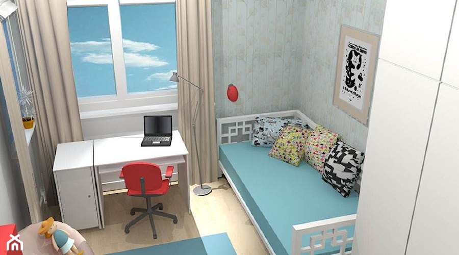 Mały szary pokój dziecka dla dziecka dla nastolatka dla chłopca dla dziewczynki, styl skandynawski - zdjęcie od Izabela Wawrzyńska
