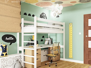 Mały pokój dziecka pokój dla chłopca styl skandynawski łóżko piętrowe z biurkiem