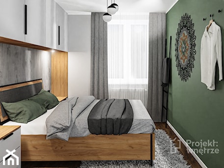 Aranżacje wnętrz - Sypialnia: Mała szara sypialnia z szafą lustrem szafkami loft - PROJEKT: WNĘTRZE www.projektwnetrze.com.pl - PROJEKT: WNĘTRZE. Przeglądaj, dodawaj i zapisuj najlepsze zdjęcia, pomysły i inspiracje designerskie. W bazie mamy już prawie milion fotografii!