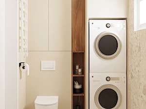 Mała łazienka, styl nowoczesny, kolor beżowy, japandi wabi sabi PROJEKT:WNĘTRZ - zdjęcie od PROJEKT: WNĘTRZE