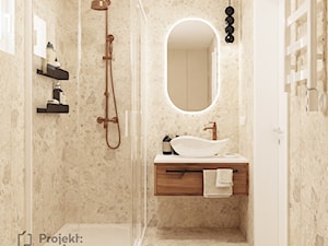 Mała łazienka, styl nowoczesny, kolor beżowy, japandi wabi sabi PROJEKT:WNĘTRZ - zdjęcie od PROJEKT: WNĘTRZE