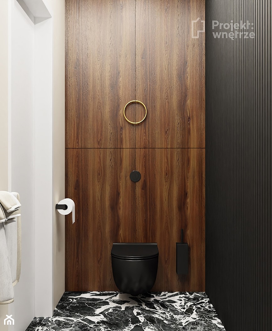 WC styl nowoczesny - mała bez okna z lustrem umywalką stojącą z oświetleniem ledowym - zdjęcie od PROJEKT: WNĘTRZE - Homebook