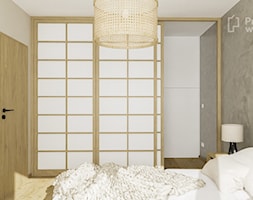 PROJEKT: WNĘTRZE przytulna sypialnia z garderobą w stylu japandi boho www.projektwnetrze.com.pl - zdjęcie od PROJEKT: WNĘTRZE - Homebook