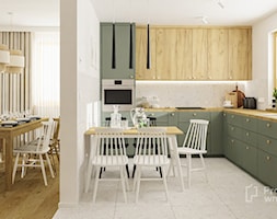 PROJEKT: WNĘTRZE - kuchnia IKEA ze spiżarnią w zgaszonej zieleni, drewnie i terrazzo - projektwnetrz ... - zdjęcie od PROJEKT: WNĘTRZE - Homebook