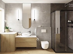PROJEKT: WNĘTRZE - mała łazienka inspirowana stylem japandi - 2 wersje
