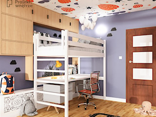 Pokój dla chłopca mały pokój dziecka łóżko piętrowe z biurkiem styl skandynawski