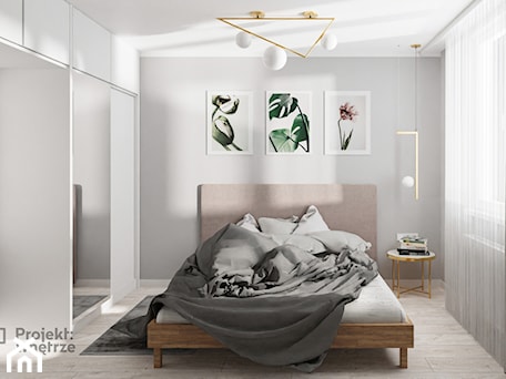Aranżacje wnętrz - Sypialnia: Mała sypialnia szara w bloku nowoczesny minimalistyczny biały szary zielony jasne drewno złoto PROJE ... - PROJEKT: WNĘTRZE. Przeglądaj, dodawaj i zapisuj najlepsze zdjęcia, pomysły i inspiracje designerskie. W bazie mamy już prawie milion fotografii!