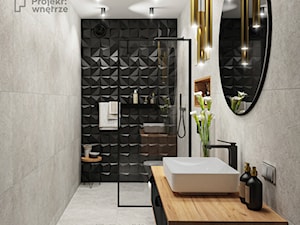 Łazienka z betonem, czernią i efektem 3D - 5,5 m2, Siestrzeń