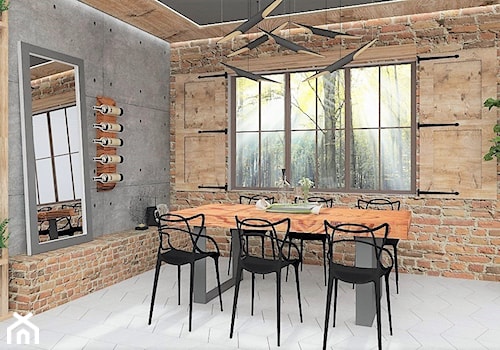 Stodoła z nowym wizerunkiem - Duża beżowa szara jadalnia jako osobne pomieszczenie, styl industrialny - zdjęcie od LuArt Design