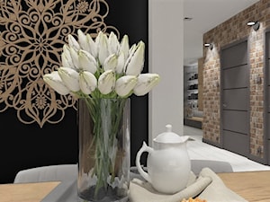 Projekt domu jednorodzinnego Wiry - Średnia otwarta czarna szara kuchnia jednorzędowa, styl industrialny - zdjęcie od LuArt Design