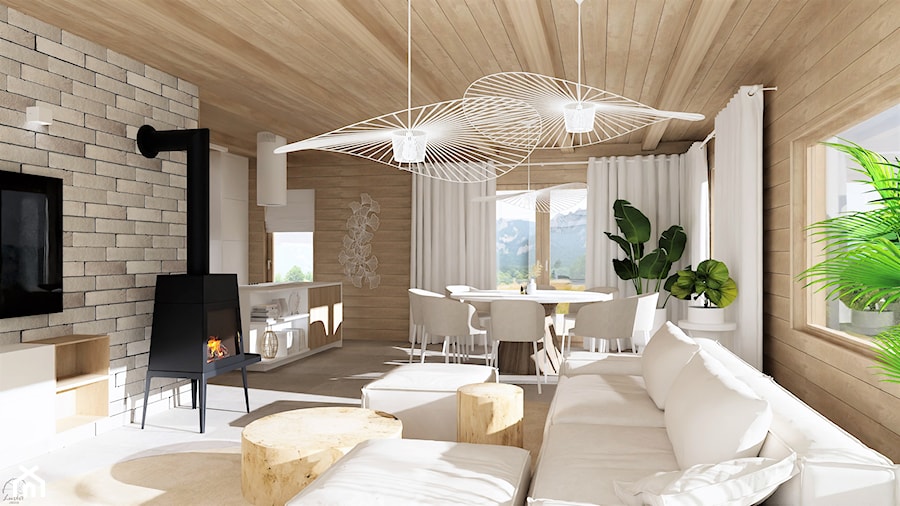 Drewniany domek - Jadalnia, styl skandynawski - zdjęcie od LuArt Design