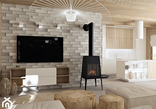 Drewniany domek - Salon, styl skandynawski - zdjęcie od LuArt Design