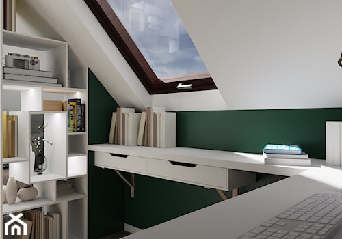 Pokój nastolatki - Średni biały zielony pokój dziecka dla nastolatka dla chłopca, styl skandynawski - zdjęcie od LuArt Design