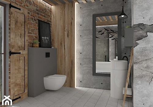 Industrialna łazienka - Średnia z lustrem łazienka z oknem, styl industrialny - zdjęcie od LuArt Design