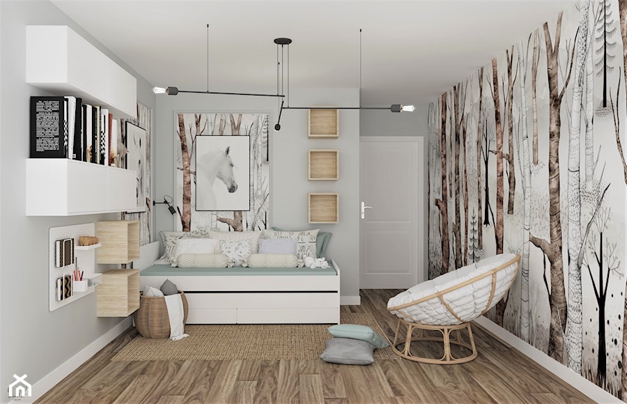 Leśny pokój dla dziewczynki - Pokój dziecka, styl skandynawski - zdjęcie od LuArt Design
