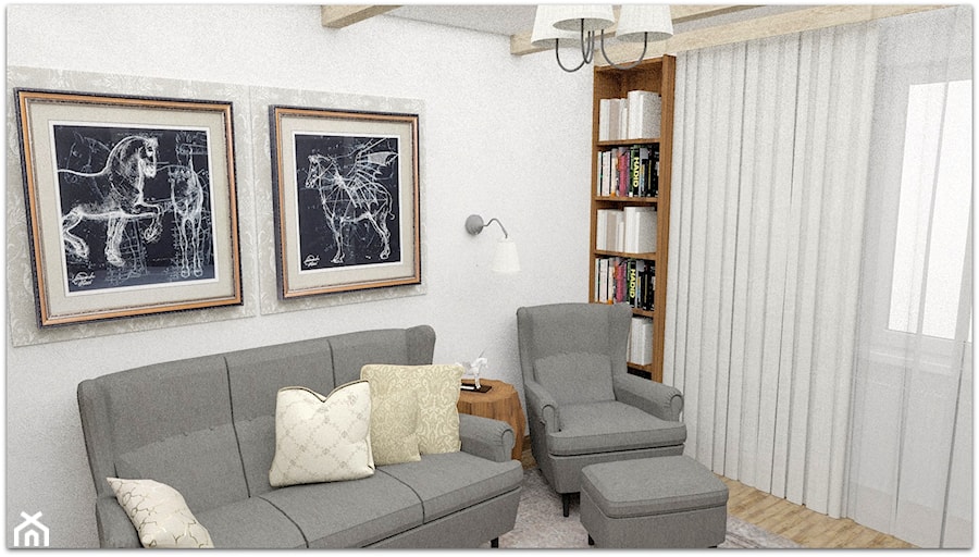 Pokój statecznego Pana - Małe w osobnym pomieszczeniu z sofą białe biuro - zdjęcie od LuArt Design