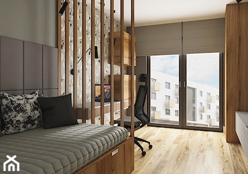 Męskie mieszkanie - Średnie z sofą szare biuro, styl industrialny - zdjęcie od LuArt Design