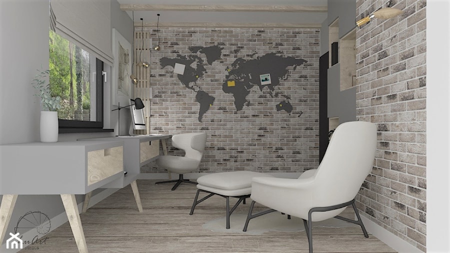 Przytulne home office - Biuro, styl skandynawski - zdjęcie od LuArt Design