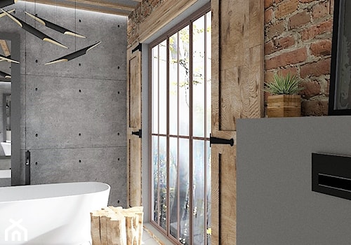 Industrialna łazienka - Mała na poddaszu łazienka z oknem, styl industrialny - zdjęcie od LuArt Design