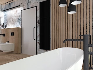 Projekt koncepcyjny łazienki z tapetą Calipso
