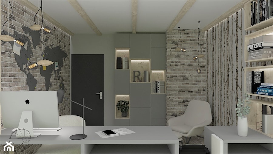 Przytulne home office - Biuro, styl skandynawski - zdjęcie od LuArt Design