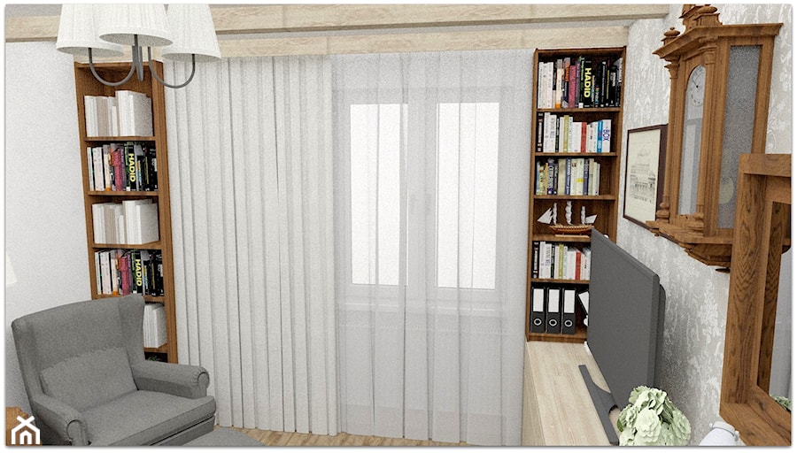 Pokój statecznego Pana - Małe w osobnym pomieszczeniu szare biuro - zdjęcie od LuArt Design