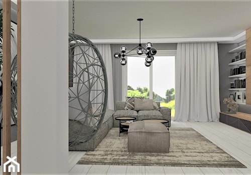 Projekt domu jednorodzinnego Wiry - Średni czarny salon, styl nowoczesny - zdjęcie od LuArt Design
