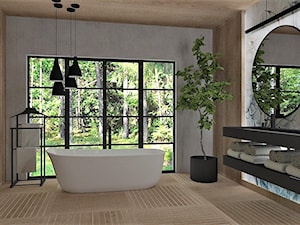 Projekt koncepcyjny łazienki z tapetą Calipso. - zdjęcie od LuArt Design