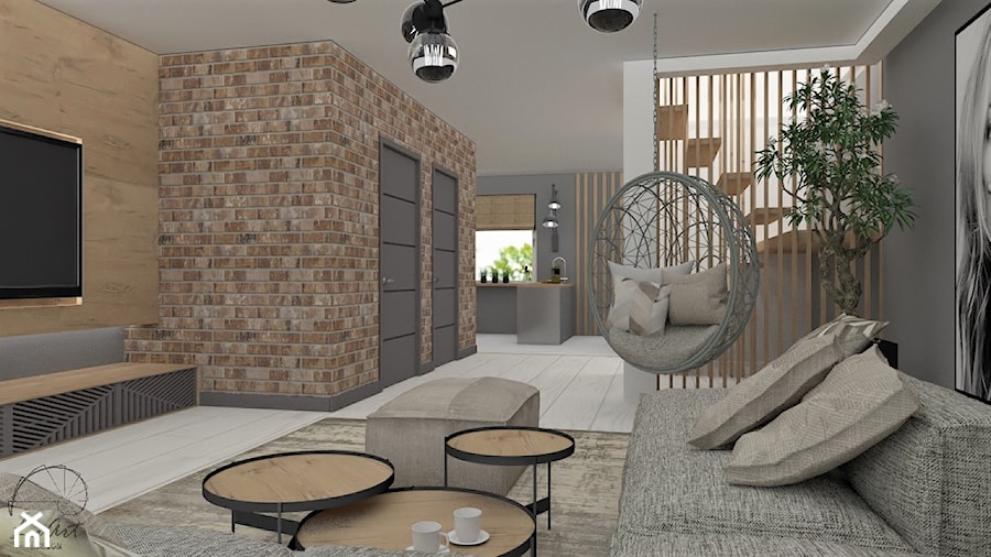 Projekt domu jednorodzinnego Wiry - Duży szary salon, styl nowoczesny - zdjęcie od LuArt Design