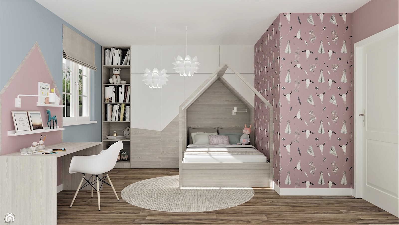 Skandynawski pokój BOHO dla dziewczynki - Pokój dziecka, styl skandynawski - zdjęcie od LuArt Design - Homebook