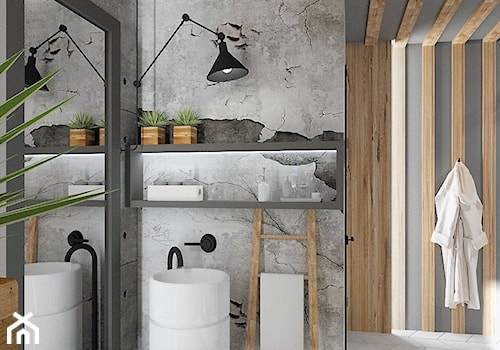 Industrialna łazienka - Mała bez okna z lustrem łazienka, styl industrialny - zdjęcie od LuArt Design