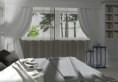 Sypialnia - Mała biała szara sypialnia, styl tradycyjny - zdjęcie od LuArt Design