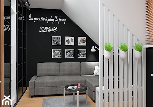 Pokój fana Gwiezdnych Wojen - Mały biały czarny pokój dziecka dla nastolatka dla chłopca dla dziewczynki, styl skandynawski - zdjęcie od LuArt Design