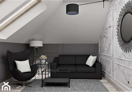Sypialnia dla gości - Średnia szara sypialnia na poddaszu, styl nowoczesny - zdjęcie od LuArt Design