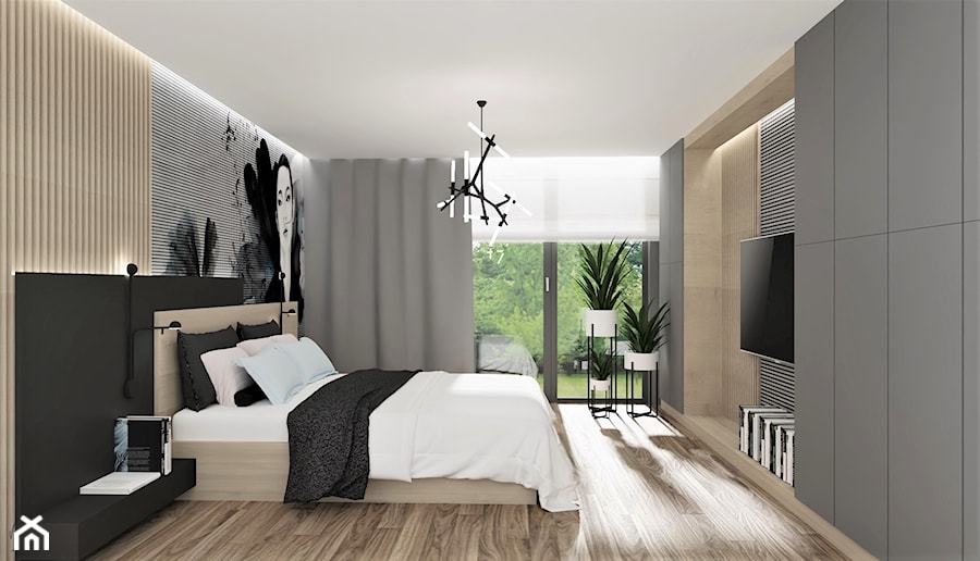 Sypialnia z tapetą MINORI - Sypialnia, styl nowoczesny - zdjęcie od LuArt Design