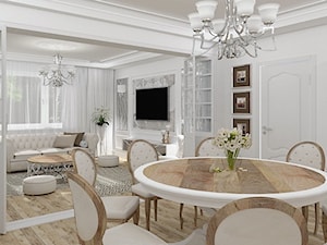Salon Primavera 2 - Duża biała jadalnia jako osobne pomieszczenie, styl glamour - zdjęcie od LuArt Design