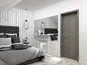 Sypialnia w brzozy - Średnia biała sypialnia na poddaszu, styl glamour - zdjęcie od LuArt Design