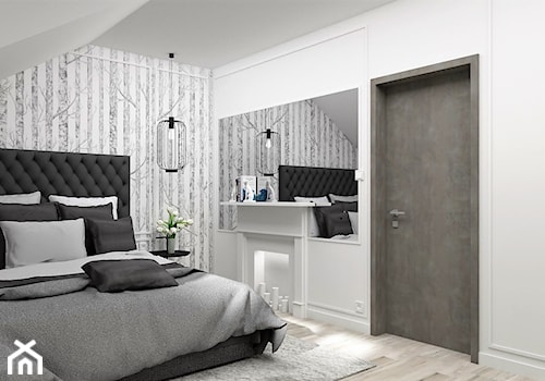 Sypialnia w brzozy - Średnia biała sypialnia na poddaszu, styl glamour - zdjęcie od LuArt Design