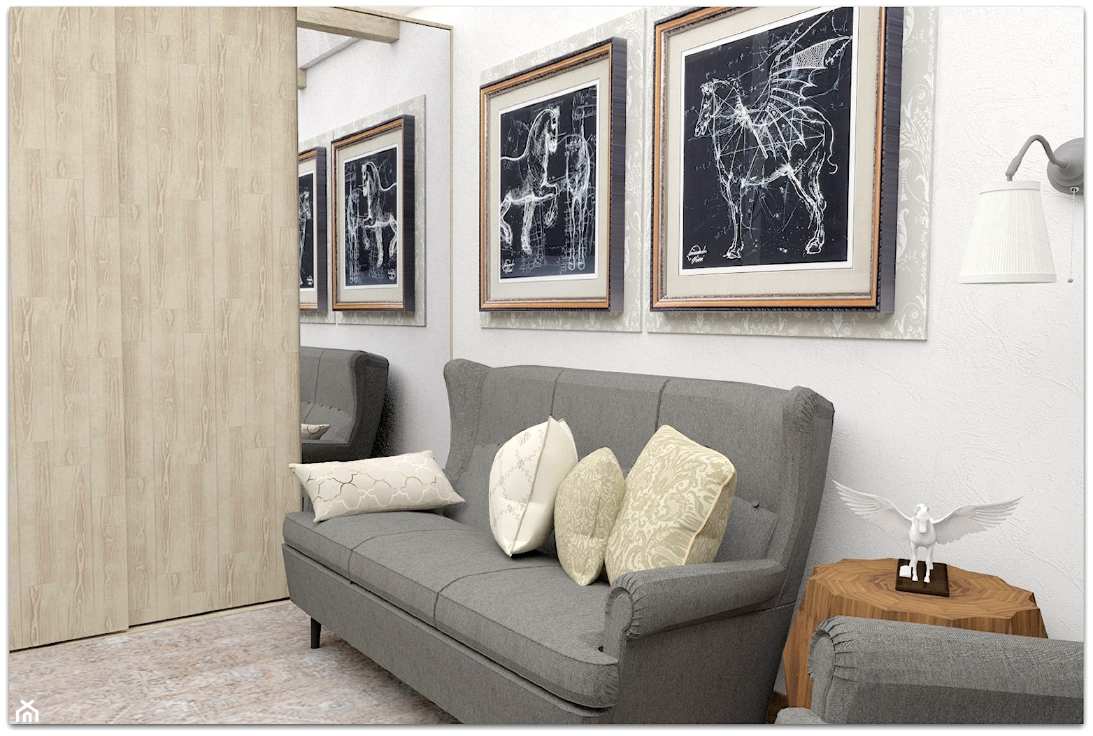 Pokój statecznego Pana - Małe w osobnym pomieszczeniu z sofą białe biuro - zdjęcie od LuArt Design - Homebook