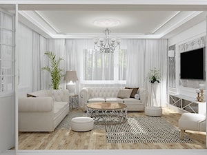 Salon Primavera 2 - Duży biały salon, styl glamour - zdjęcie od LuArt Design