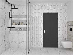Łazienka Heksagony - Średnia bez okna z marmurową podłogą łazienka, styl nowoczesny - zdjęcie od LuArt Design