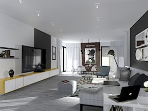Nowoczesny salon - Duży biały czarny salon, styl nowoczesny - zdjęcie od Mago Studio