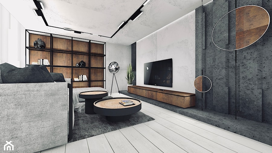 Industrialne wnętrze - Salon, styl minimalistyczny - zdjęcie od MONOFORMA