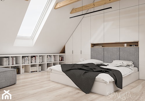 Dom w Szwecji - sypialnia na antresoli - Spacja Studio - zdjęcie od Spacja Studio