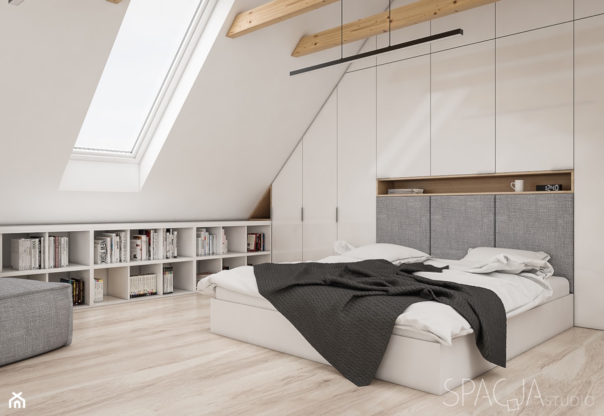 Dom w Szwecji - sypialnia na antresoli - Spacja Studio - zdjęcie od Spacja Studio - Homebook