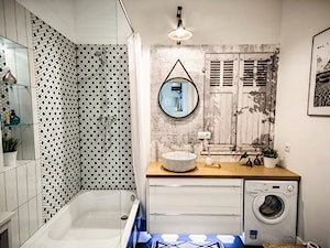 50 + 30 metrów kwadratowych - Średnia bez okna z pralką / suszarką łazienka, styl skandynawski - zdjęcie od Tak Po Prostu Wnętrza