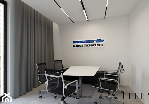 Projekt wnętrza biura - Małe szare biuro, styl nowoczesny - zdjęcie od LIBRA Architekci