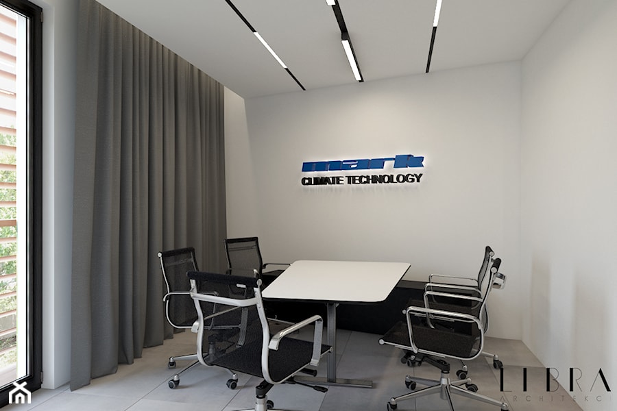 Projekt wnętrza biura - Małe szare biuro, styl nowoczesny - zdjęcie od LIBRA Architekci