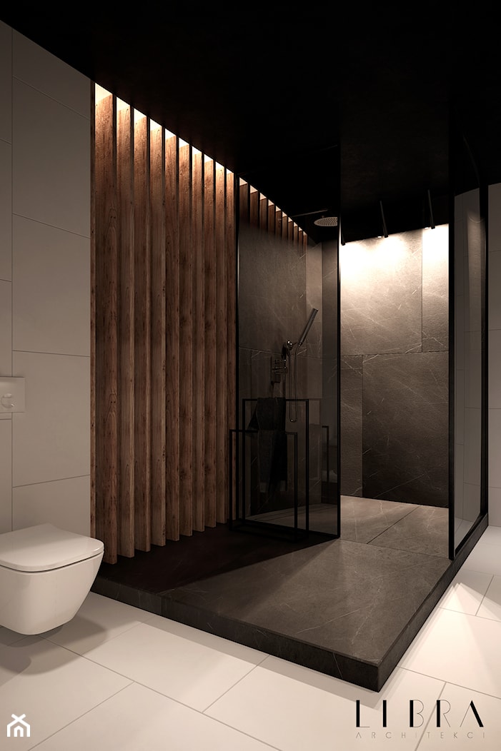 Łazienka z prysznicem - Duża bez okna łazienka, styl nowoczesny - zdjęcie od LIBRA Architekci - Homebook